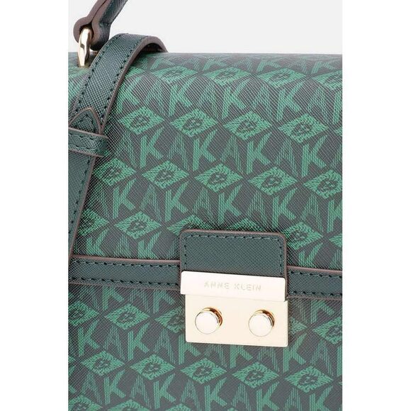 Anne Klein AK Cube Logo Top-Handle Satchel Evergreen Tonal/Evergreen One Size - Picture 6 of 7